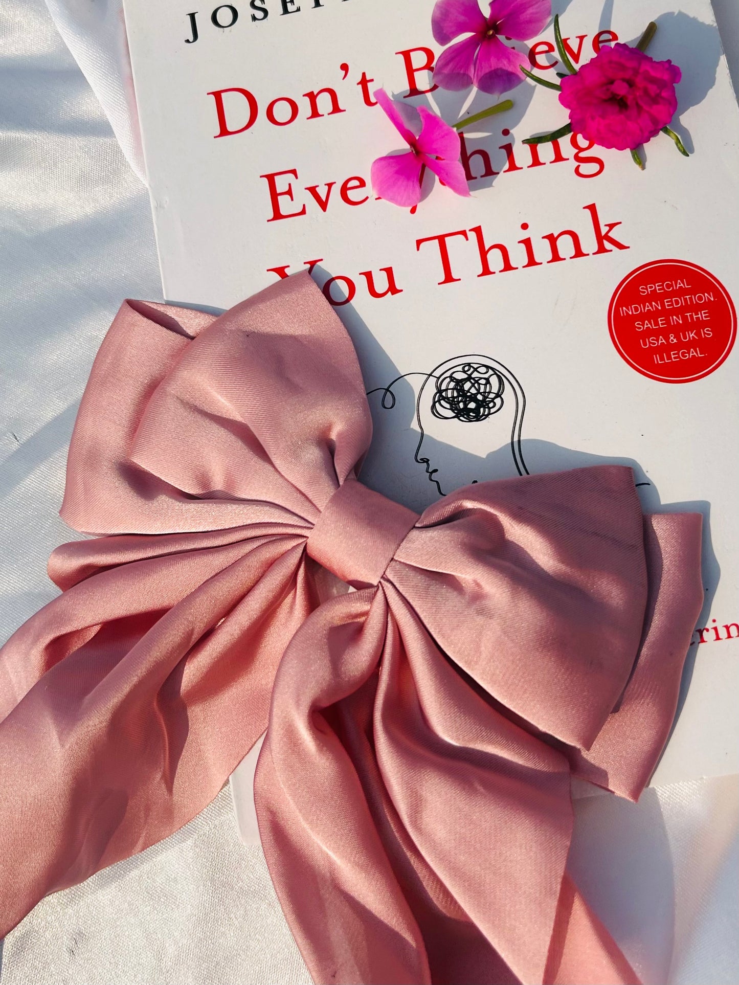 Satin Bow hair clip (Pink)