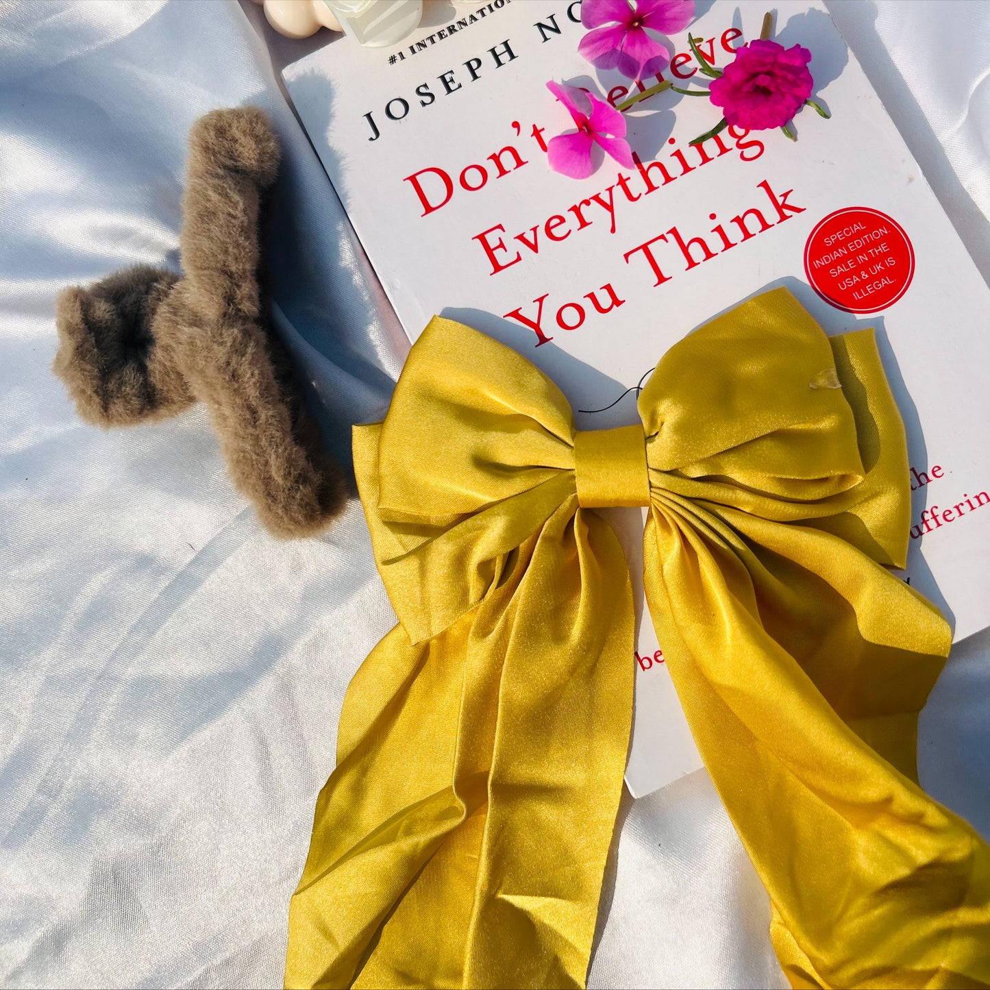 Satin Bow hair clip (Yellow)