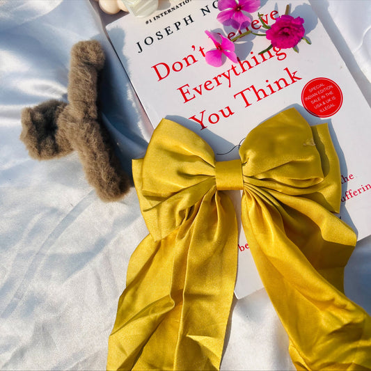 Satin Bow hair clip (Yellow)