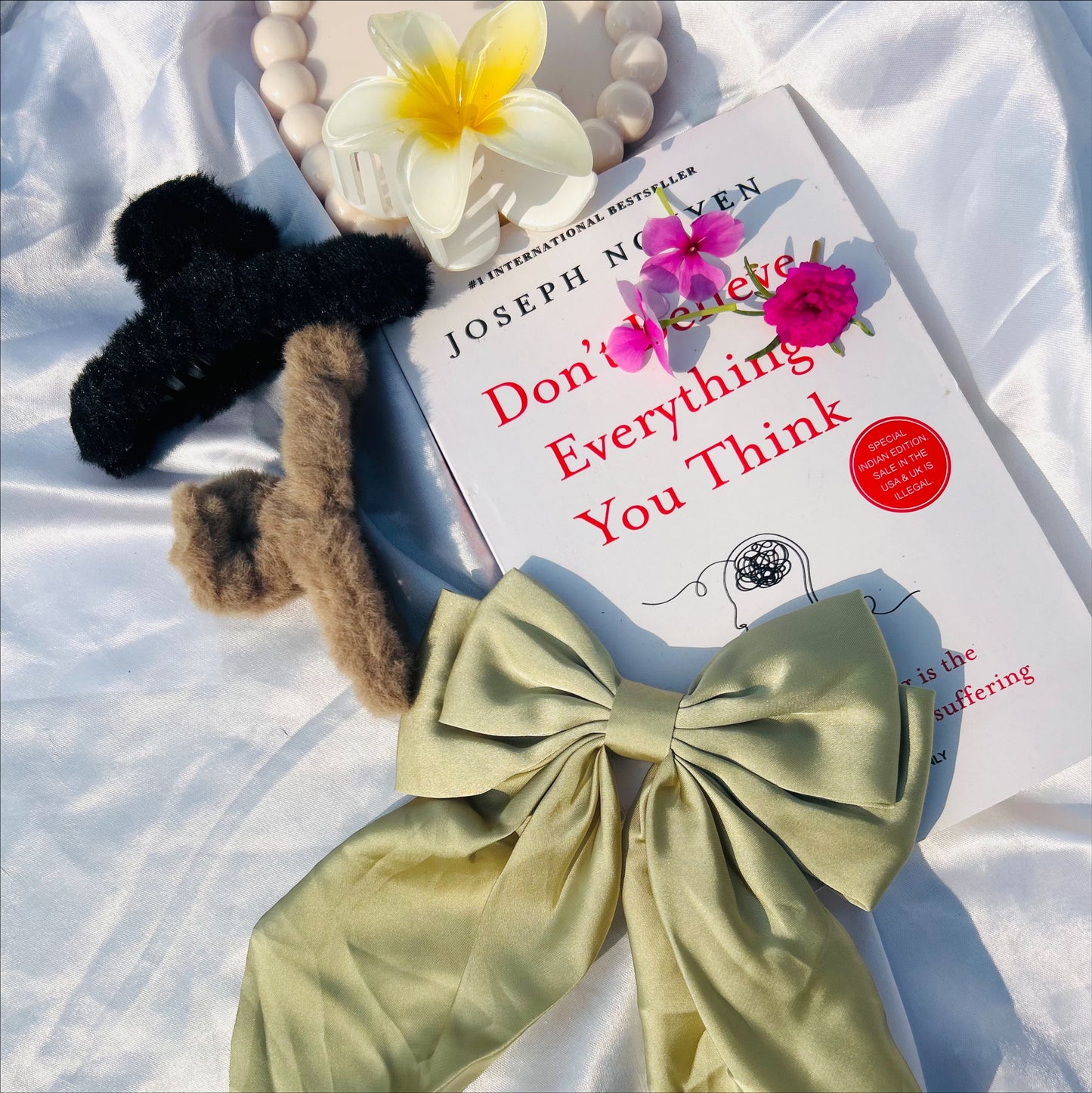 Satin Bow hair clip (Green)