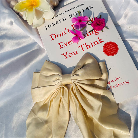 Satin Bow hair clip (Cream)