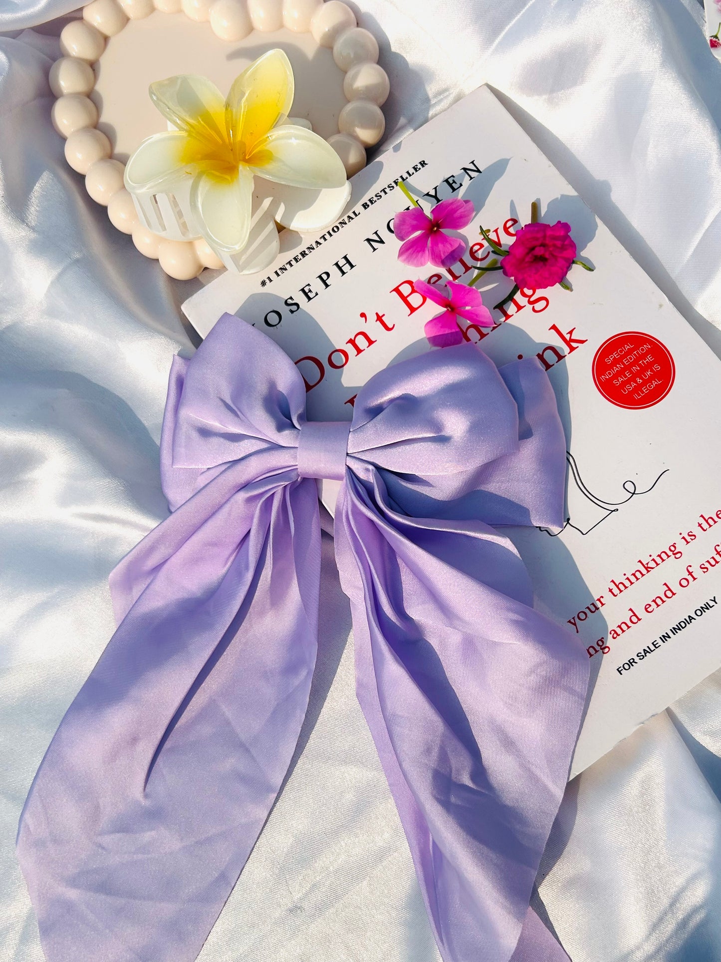 Satin Bow hair clip (Purple)