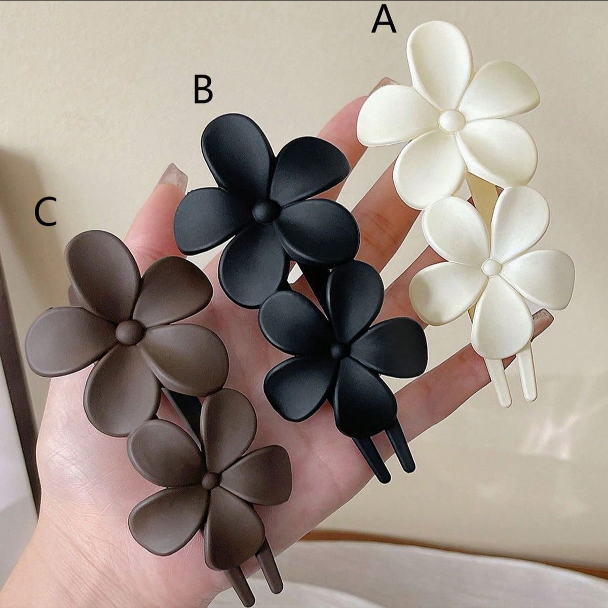 Matte Flower Hair Clips