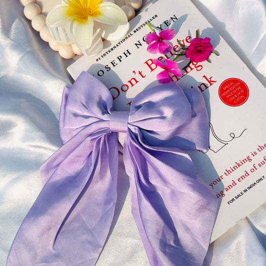 Satin Bow hair clip (Purple)