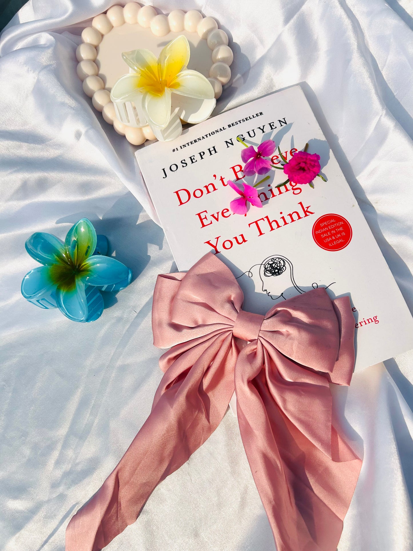 Satin Bow hair clip (Pink)